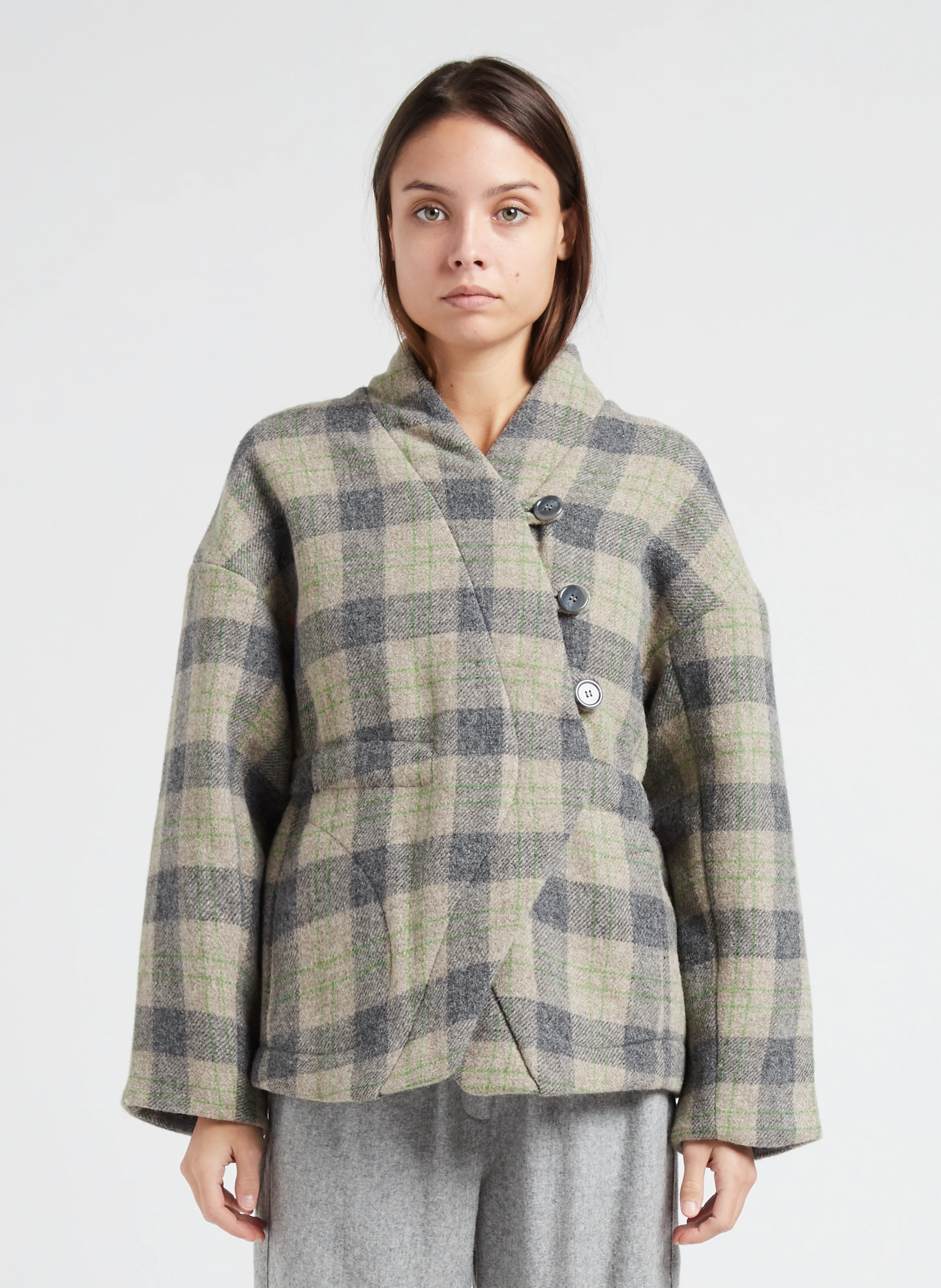 YORK - Veste courte col châle en laine| Beige
