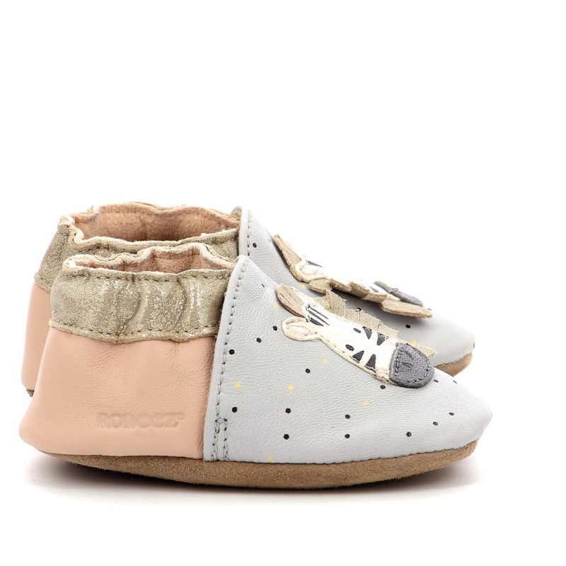 Robeez Robeez Chaussons Cute Zebra Gris Rose