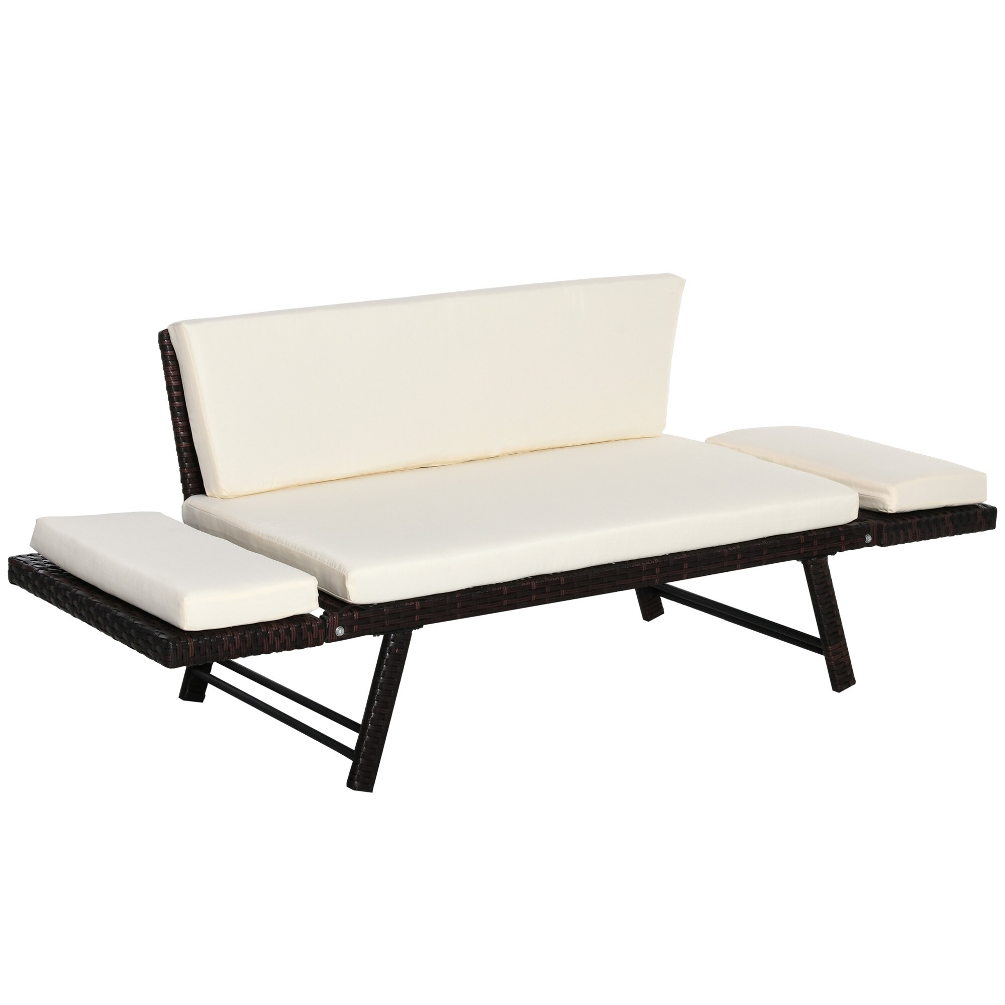 Outsunny Gartensofa mit klappbaren Armlehnen 129 x 66 x 67 cm (LxBxH)