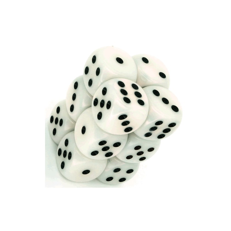 Pack de 12 dés 6 * nacre * BLANC