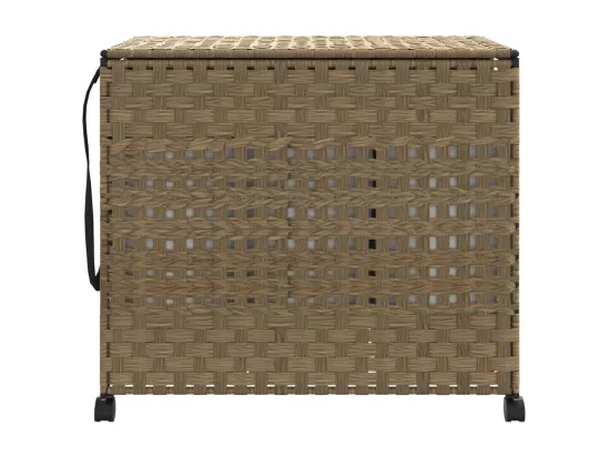 Panier à linge avec roulettes 66x35x60 résine tressée