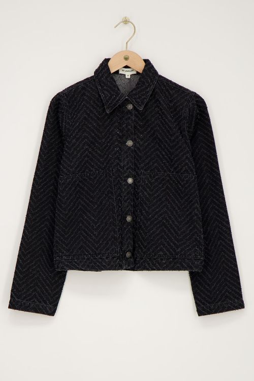 Zwart jacquard denim jasje