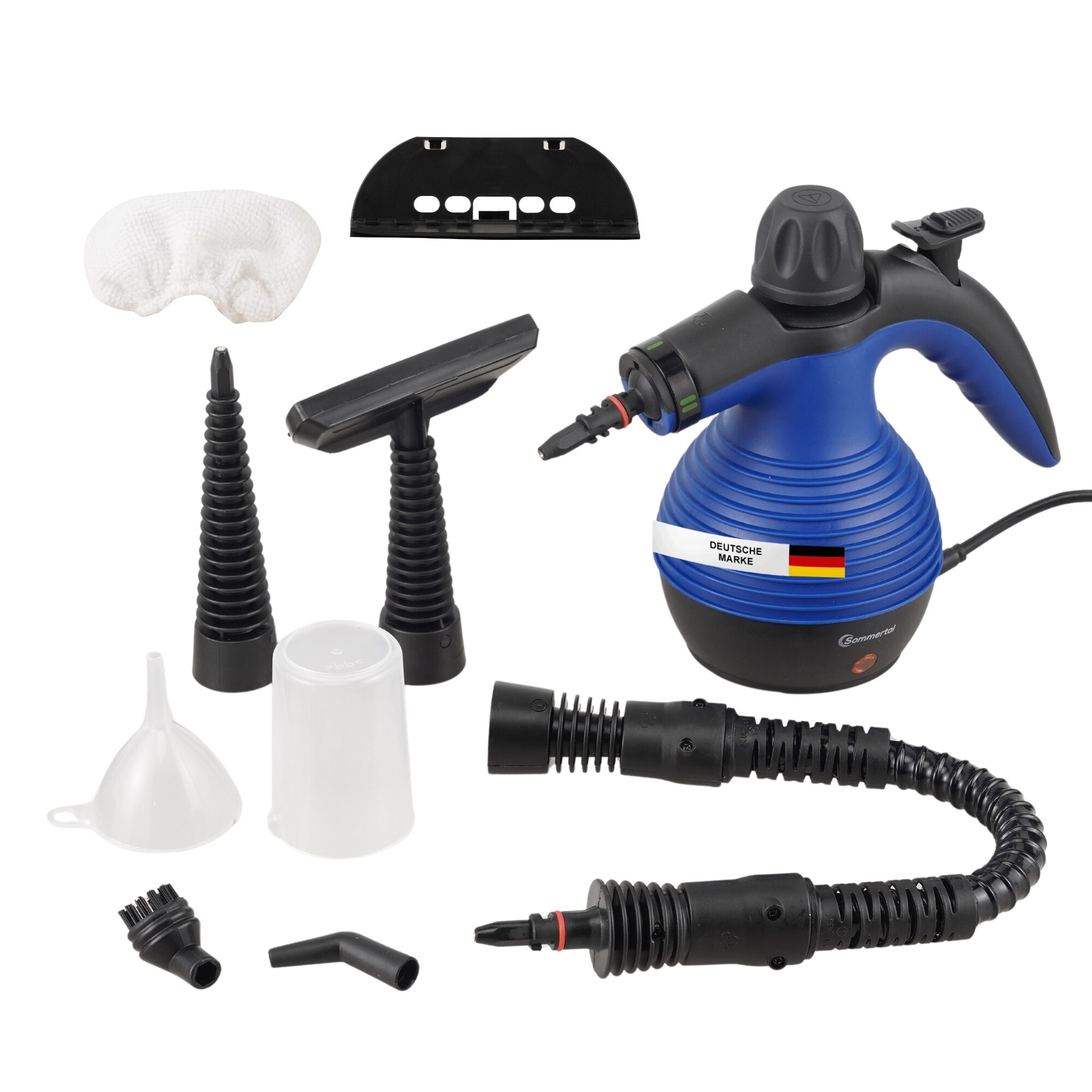 Sommertal Dampfreiniger Handgerät SC350 – Kompakter Hand-Dampfreiniger für alles – Polstermöbel, Fliesen, Böden, uvm – Steam Cleaner mit 350 ml Tank, 110°C Dampf, 3 Bar Druck