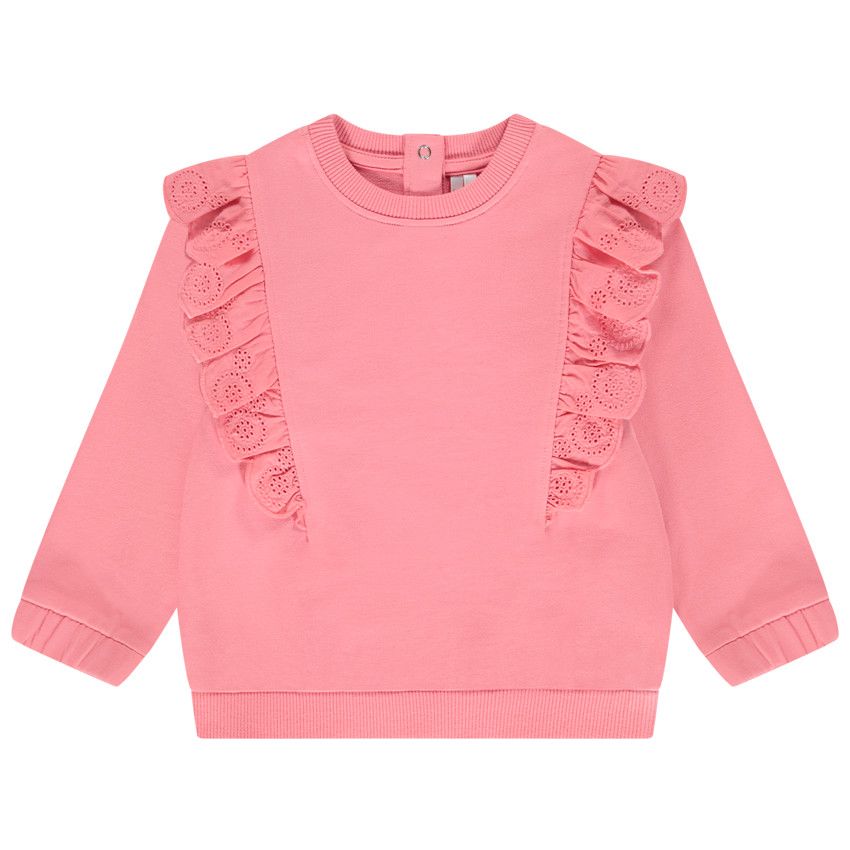 Sweat molleton avec broderie anglaise pour bébé fille - Multicolore