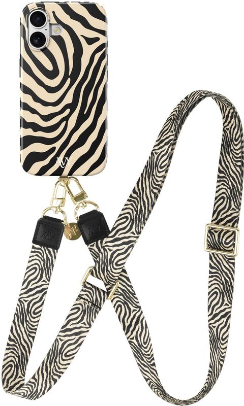 AVY Apple iPhone 16 MagSafe Hoesje met Koord 130CM Serengeti Zebra