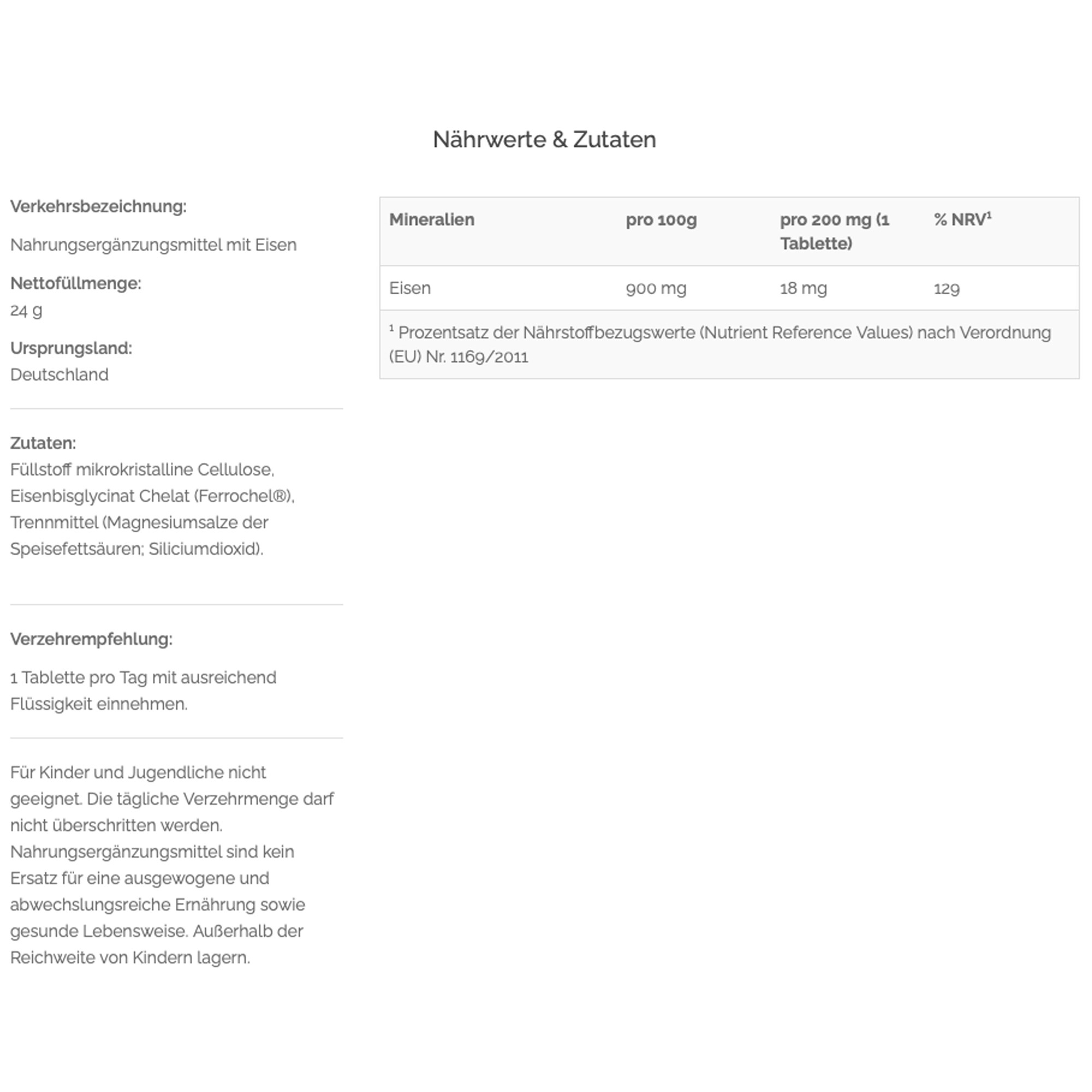 TNT Eisen 18mg. Trägt u.a.zur Verringerung von Müdigkeit und Erschöpfung bei.