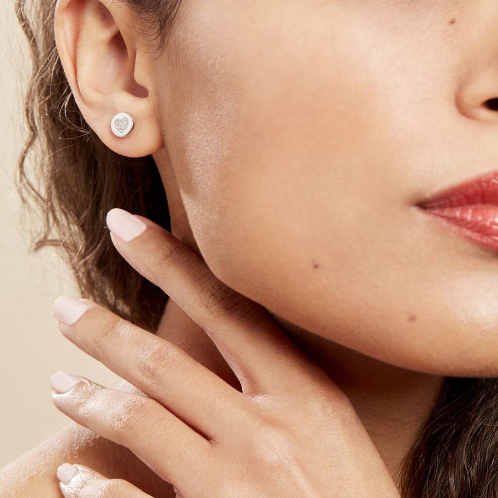 Boucles D'oreilles Puces Argent Blanc Chaker Oxydes De Zirconium