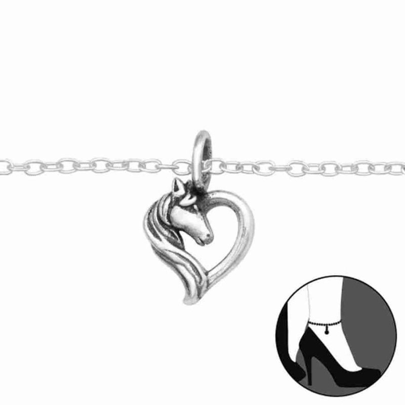 Chaine cheville coeur en argent 925
