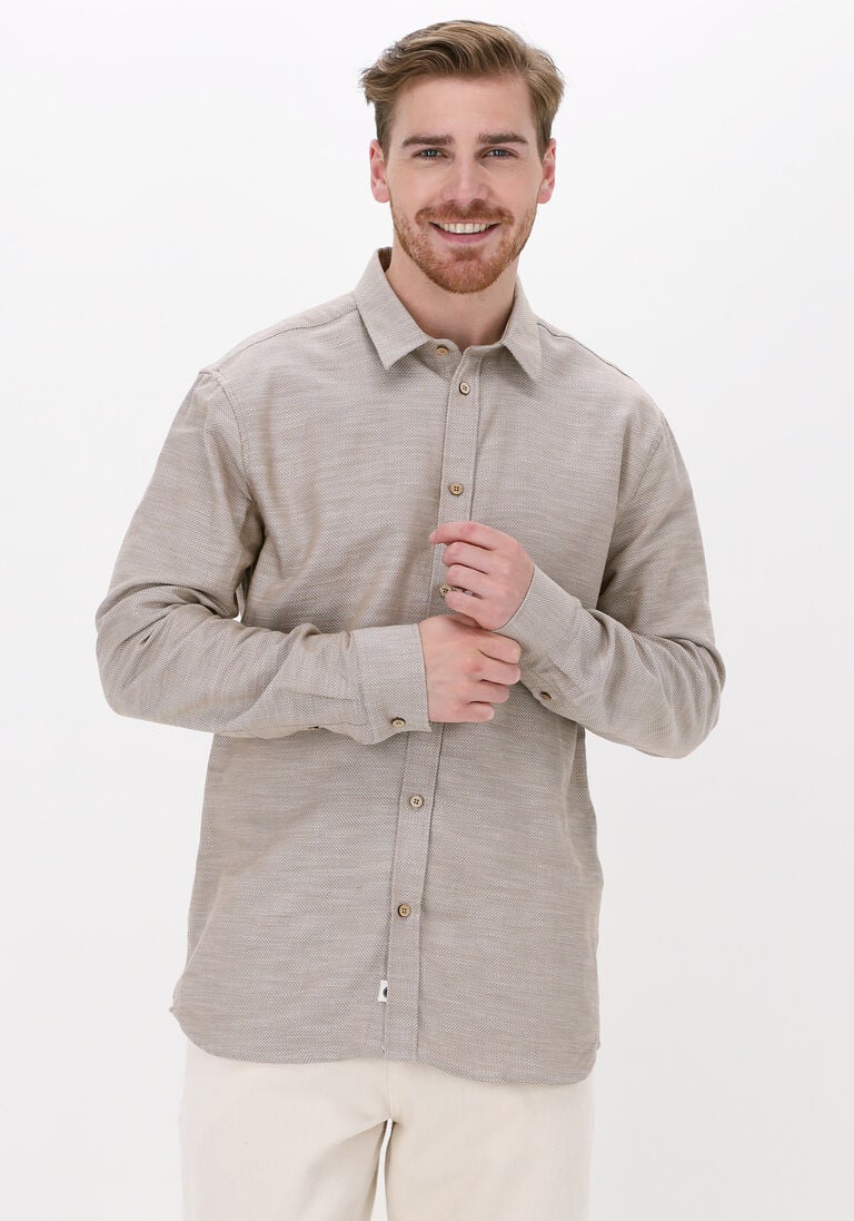ANERKJENDT beige anerkjendt casual overhemd akkonrad structure shirt