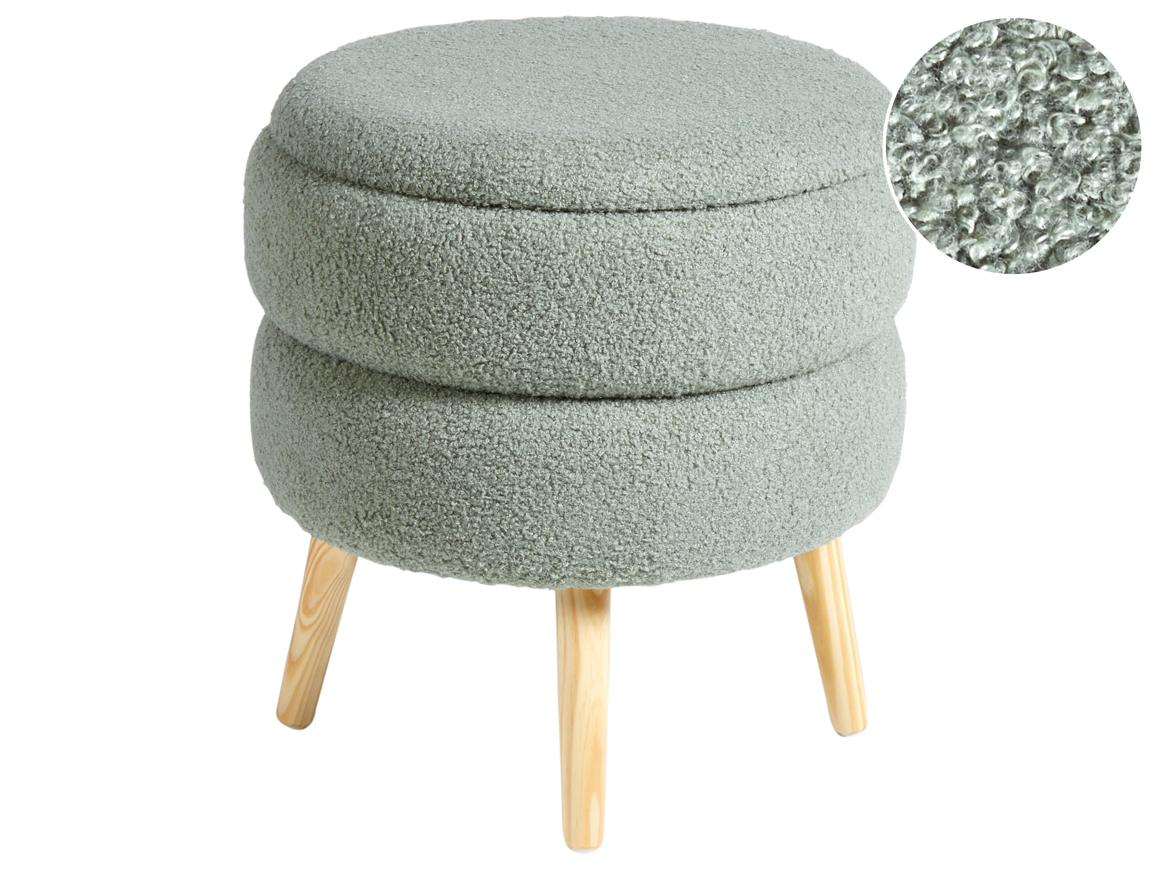 Hocker met opbergruimte OKATON Bouclé Groen