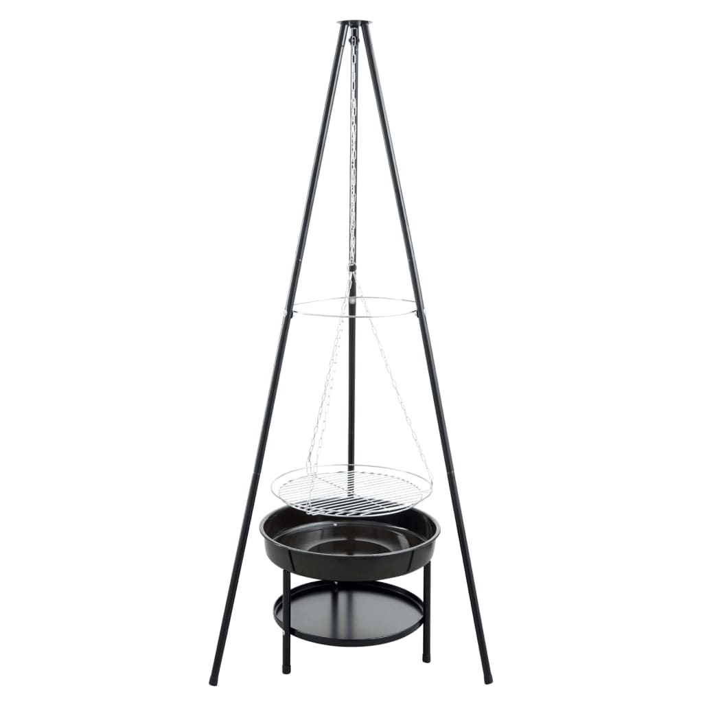 Barbecue de jardin avec trépied et bol à feu 50 cm noir
