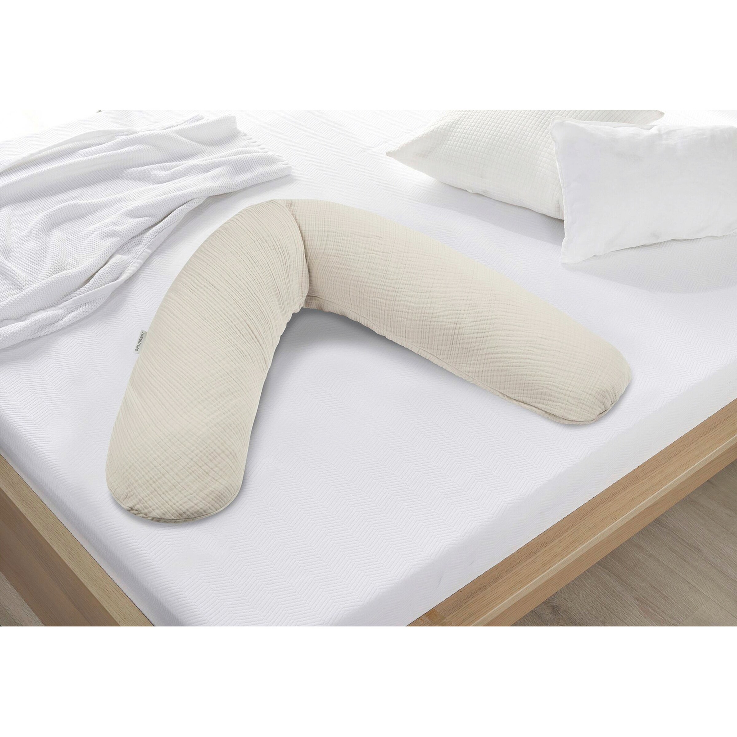 Theraline - DODO Stillkissen Musselin 180 cm sandbeige