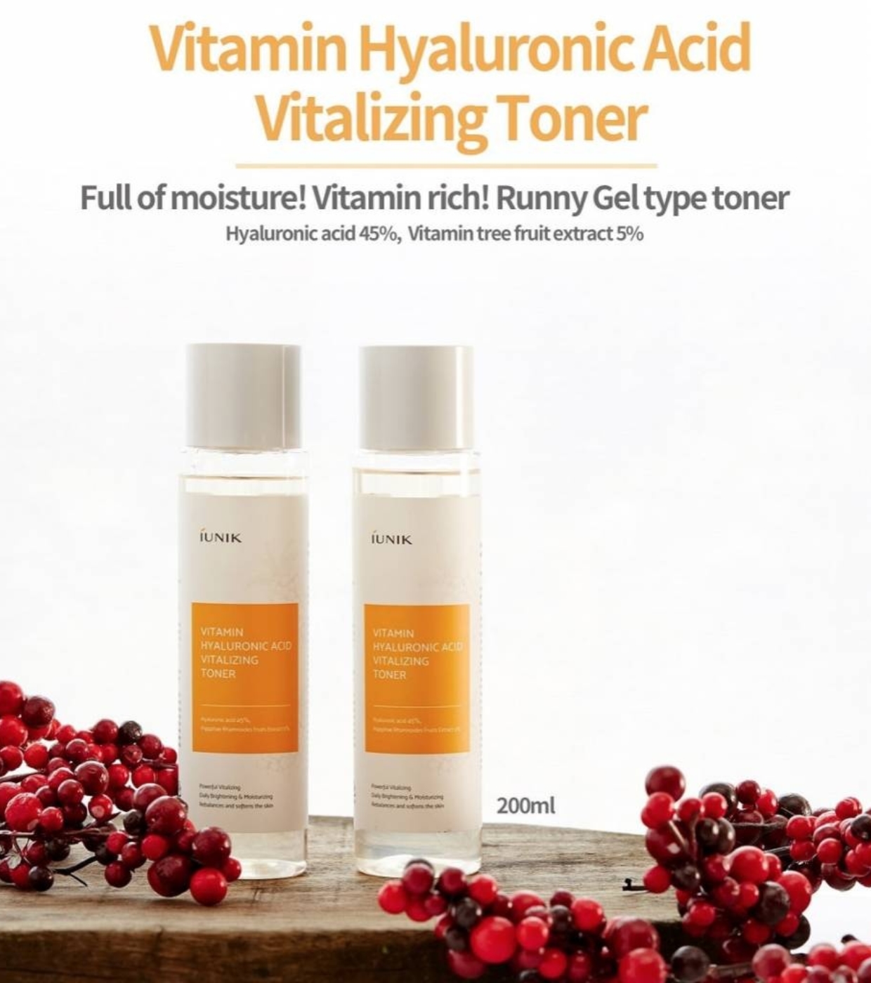 iUNIK - Tônico em Gel Hidratante Vitamin Hyaluronic Acid Vitalizing