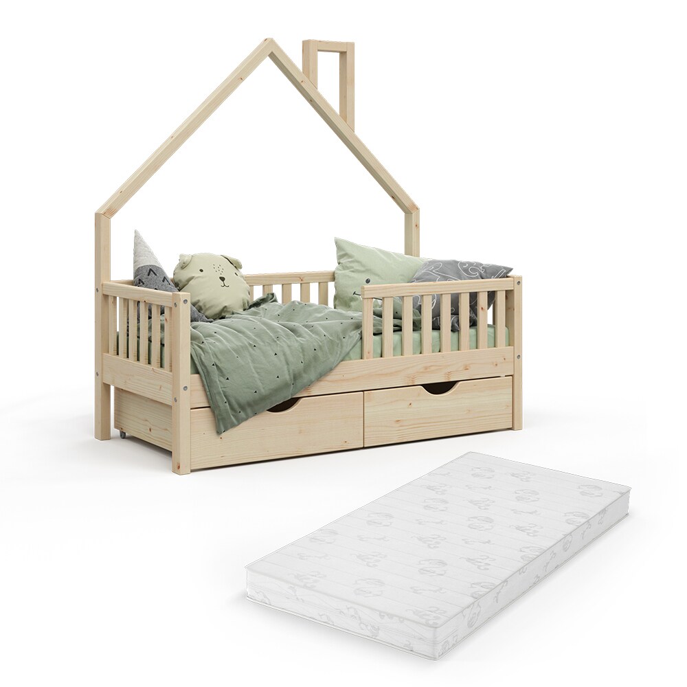 VitaliSpa Hausbett Kinderbett Spielbett Noemi 70x140cm inkl. Matratze Schubladen