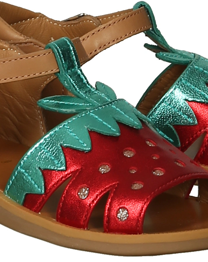 Leder-Sandalen POPPY – BERRY in bunt