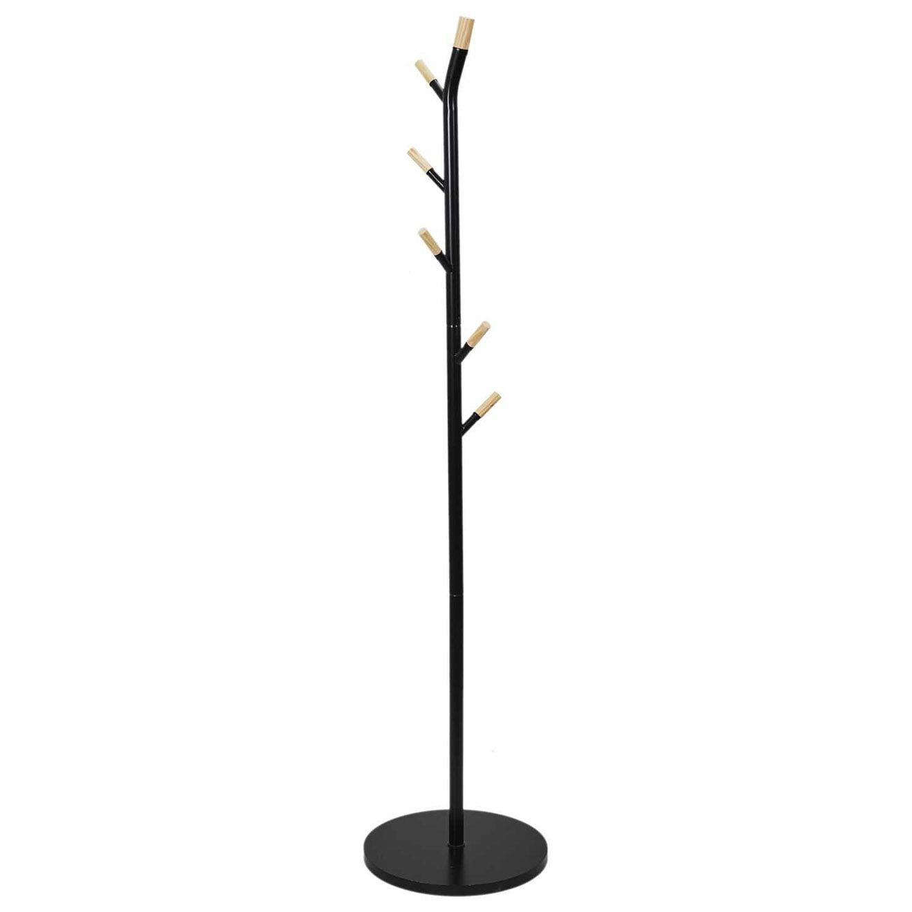 Home Deco Factory Porte manteau métal et bois noir - 40x175x40 cm