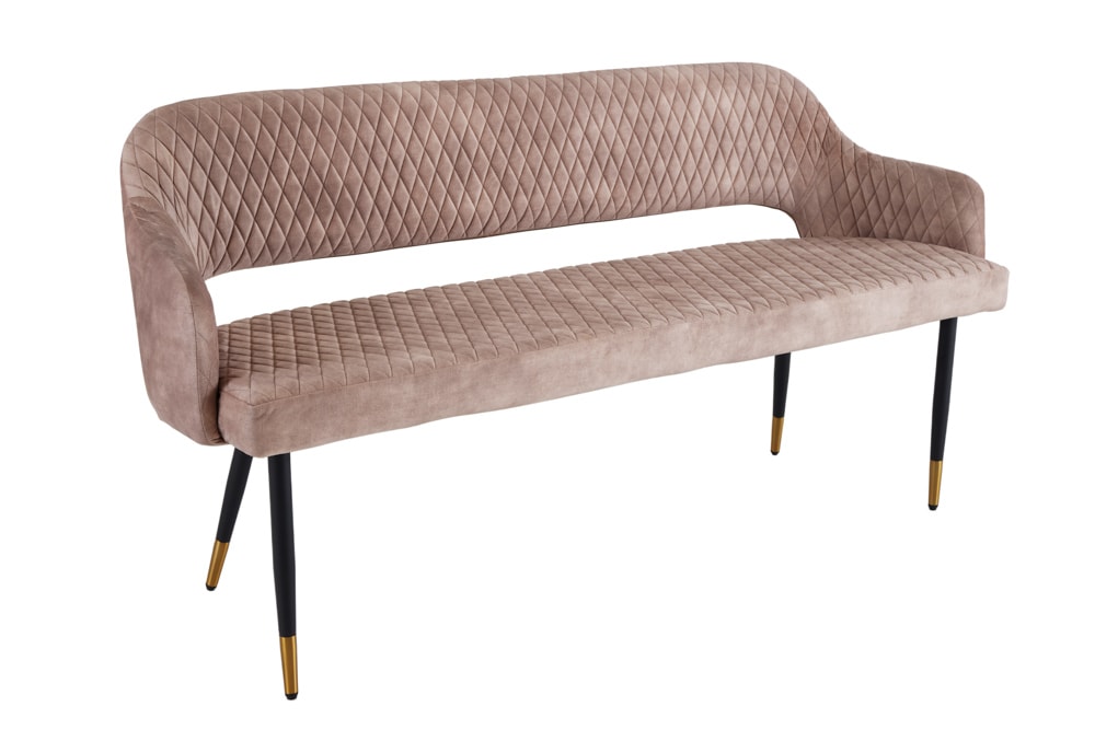 riess-ambiente Sitzbank PARIS - 160cm greige Samt Rückenlehne goldene Fußkappen Retro Metallbeine
