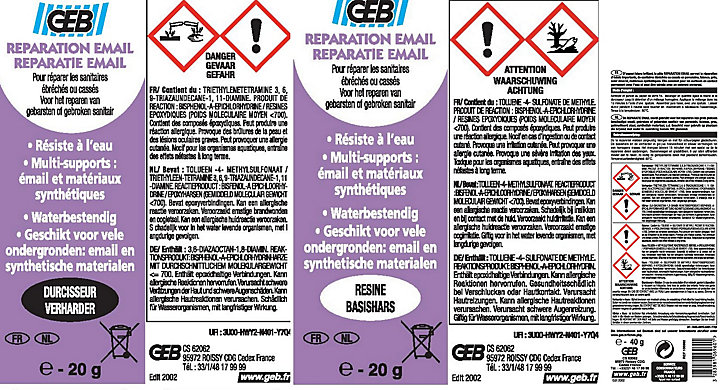 Lot de 2 tubes réparation email 20 g