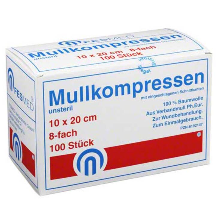 Mullkompressen ES 10x20 cm unsteril 8-fach, 100 St