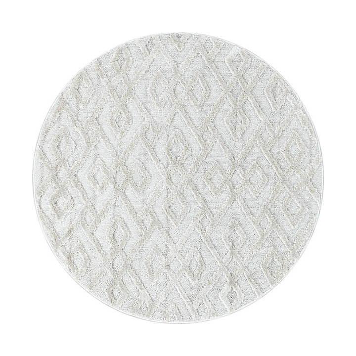 Rond scandinavisch vloerkleed - Pitea Pattern Creme