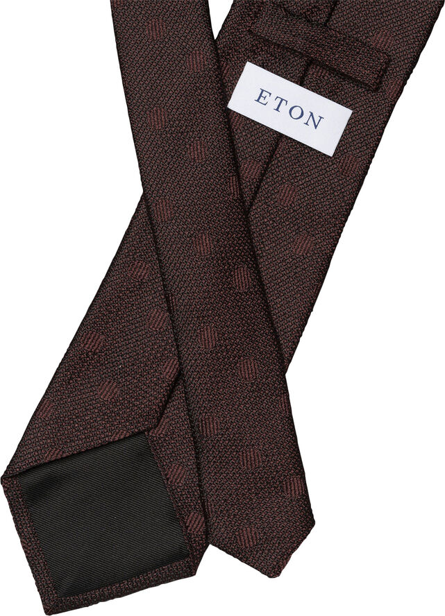 ETON Dark Red Polka Dot Grenadine Silk Tie Rød