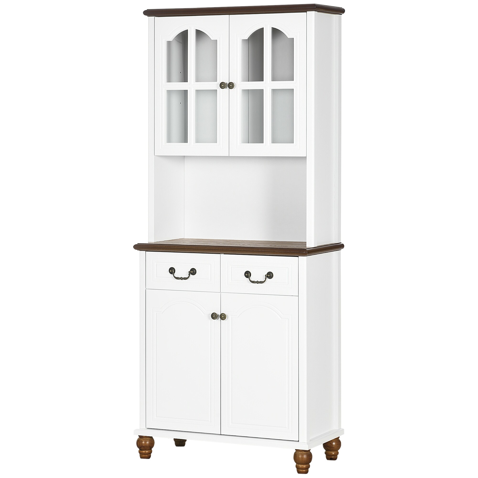 HOMCOM Küchenschrank mit Schubladen weiß 76L x 38B x 182H cm