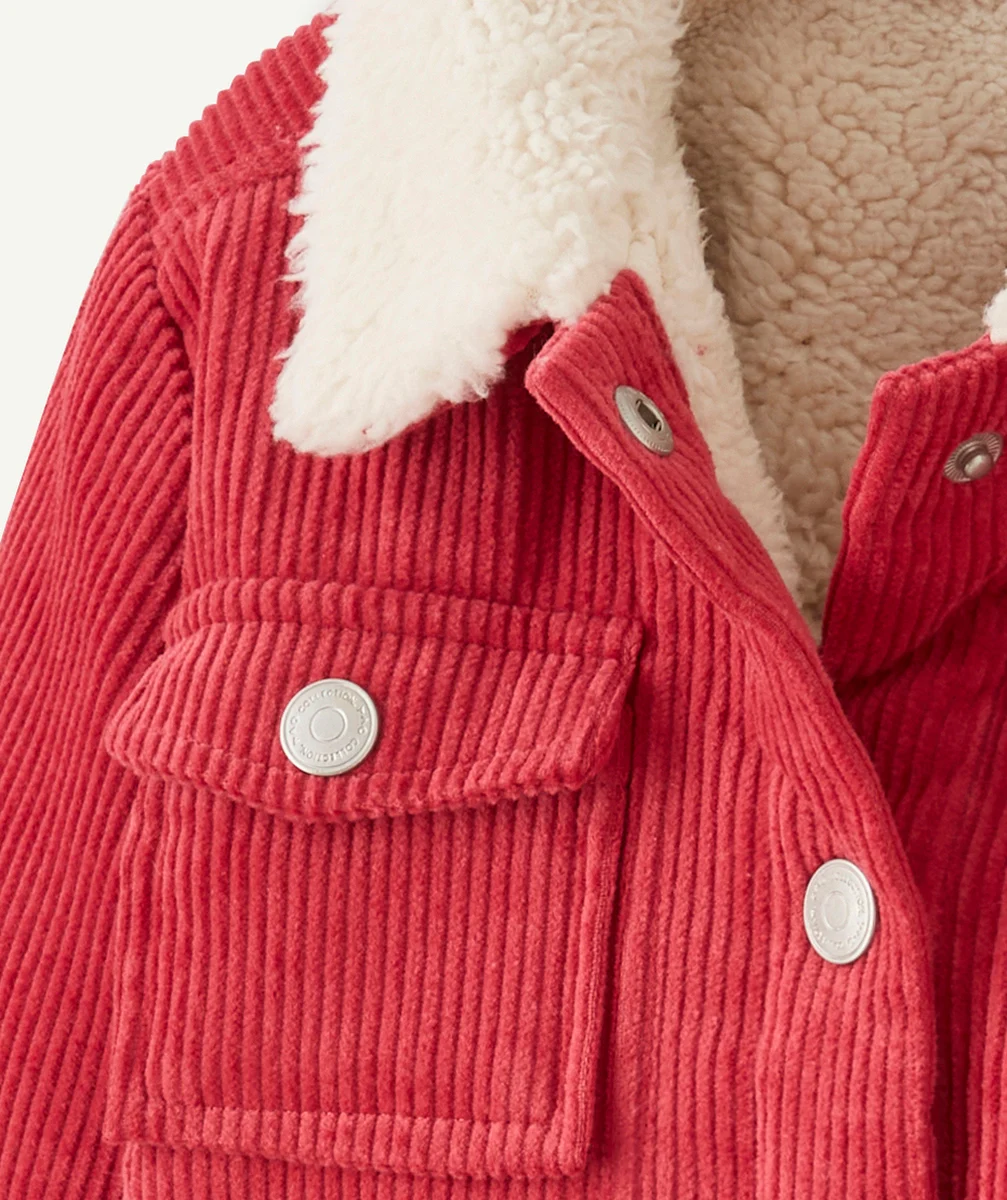 VESTE BÉBÉ FILLE EN REMBOURRAGE RECYCLÉ ET VELOURS ROSE