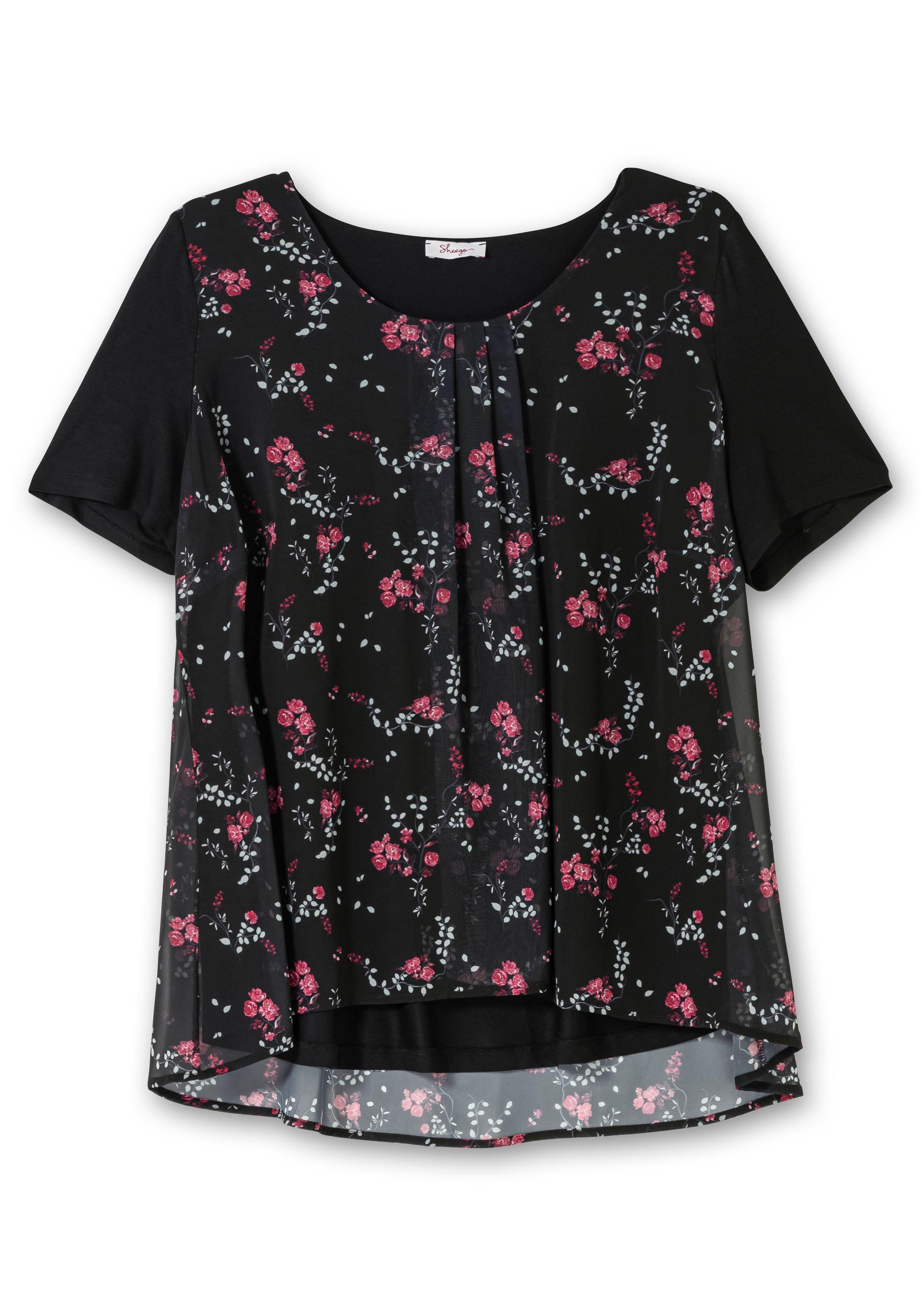 Blusenshirt aus Jersey und Chiffon