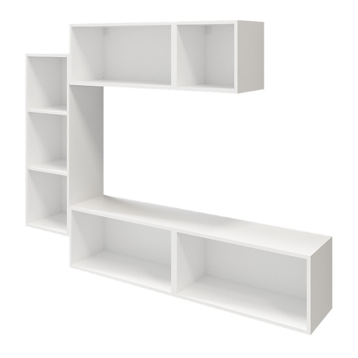 Meuble TV 4 tiroirs blanc et anthracite brillant GoodHome Atomia H. 150 x L. 225 x P. 37 cm