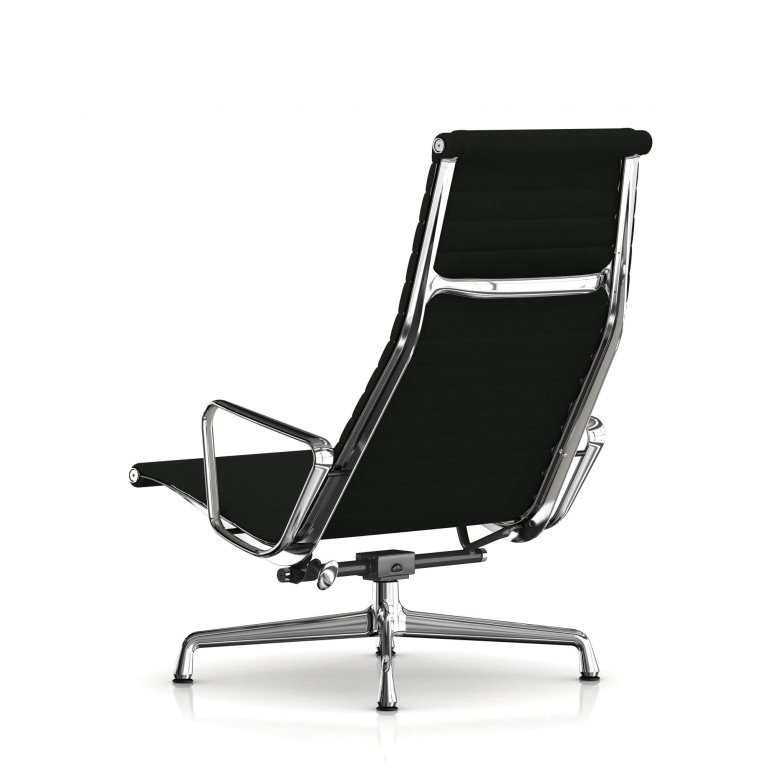Vitra EA 124 loungestoel Hopsak nero, onderstel verchroomd