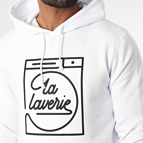 Sweat Capuche La Laverie Blanc Noir