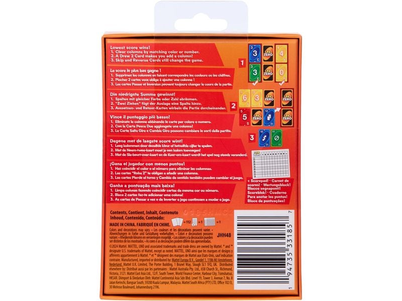 Mattel Spiele Kartenspiel UNO Zero Kartenspiel Kartenspiel für Kinder, Erwachsene und Familienabende