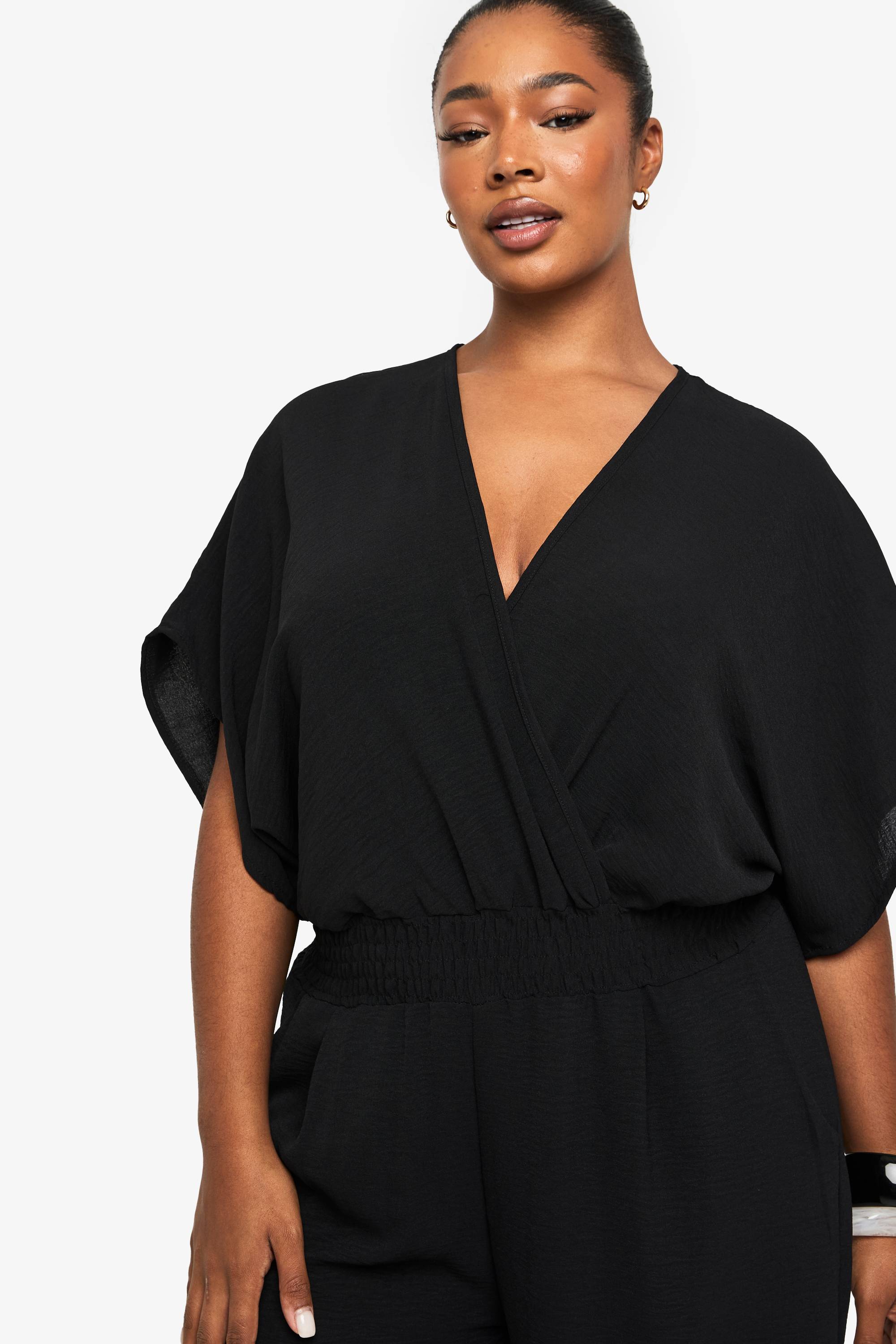 boohoo PLUS COMBINAISON GRANDE TAILLE À MANCHES BLOUSON ET JAMBE LARGES