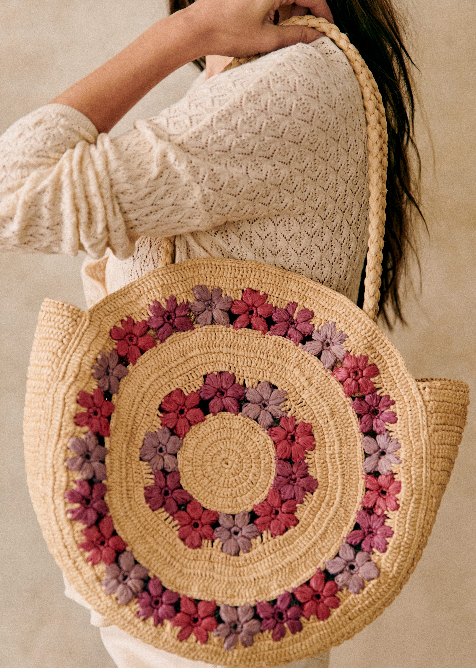 Panier June - Raphia fleurs mauve multi - SACS/NEW SACS Nos Paniers 5906412