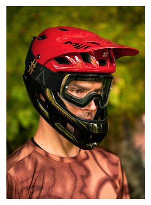 Casque avec Mentonnière Amovible Met Parachute MCR Mips Rouge/Noir