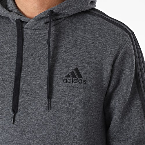 Sweat Capuche A Bandes 3 Stripes GK9082 Gris Anthracite Chiné