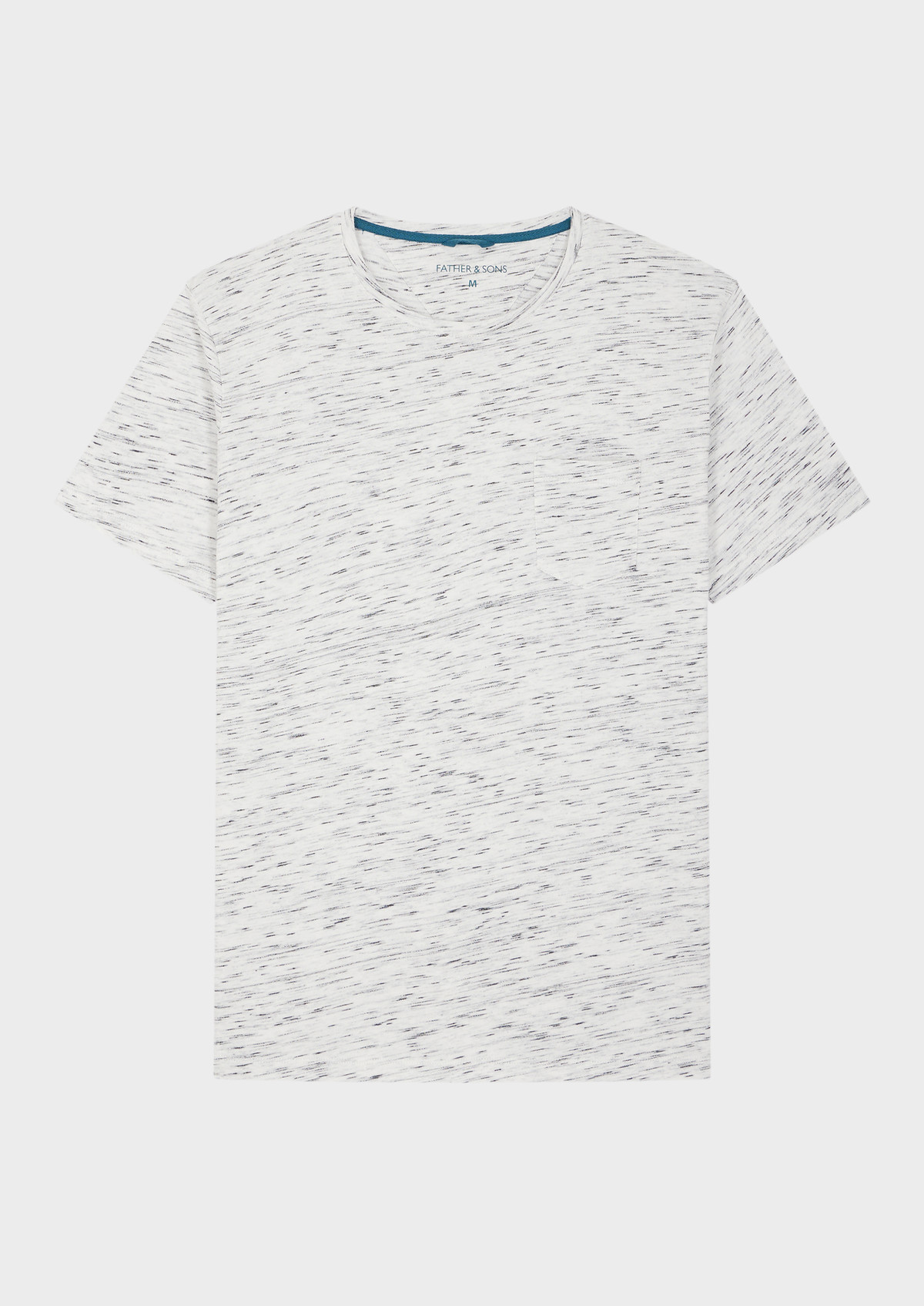 Tee-shirt manches courtes en coton mélangé col rond uni gris chiné