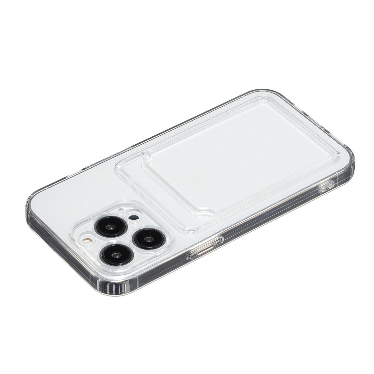 iPhone 15 Pro Gummi Case Schutzhülle mit Kartenfach - Transparent