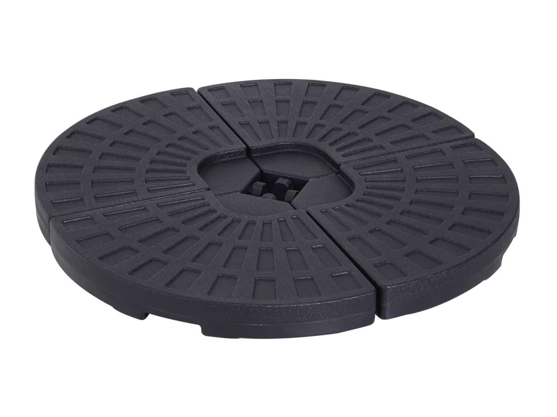 Lot de 4 poids de lestage pour parasols déportés dim. totales 48L x 48l x 8H cm polyéthylène haute densité noir