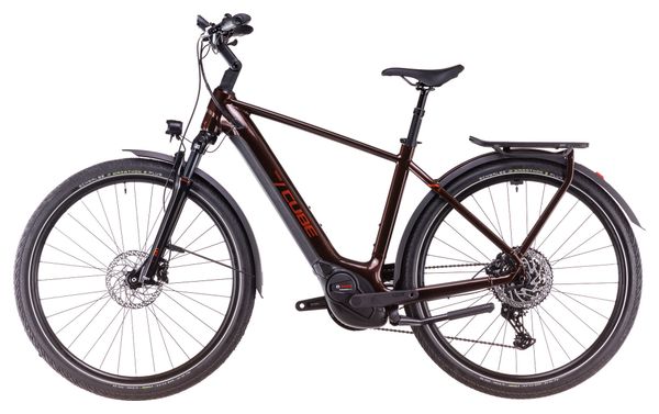 VTC Électrique Cube Touring Hybrid Pro 625 Shimano Cues 11V 625 Wh 700 mm Marron Orange Cinnamon 2025