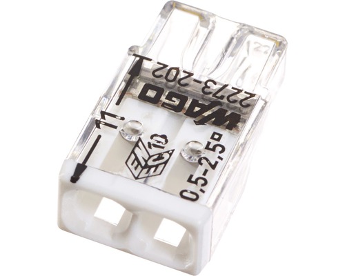Wago 2273-202 COMPACT aansluitdoosklem 2,5 mm² 2-aderige witte insteekklem 100 stuks