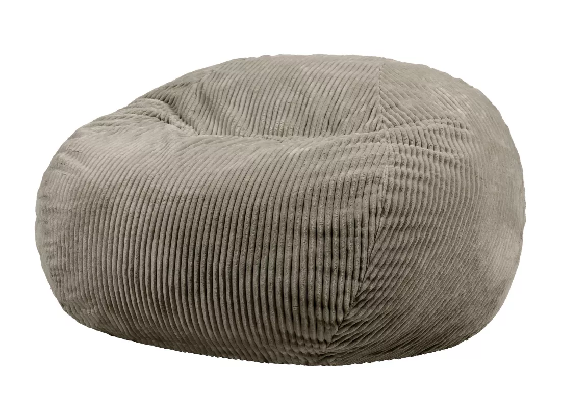 Pouf fauteuil géant en mousse expansible et velours côtelé gris - NIMBUS