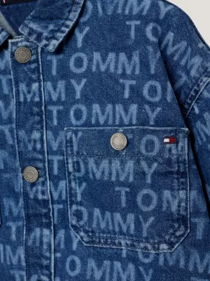 Sobretudo jeans com logo gravado a laser