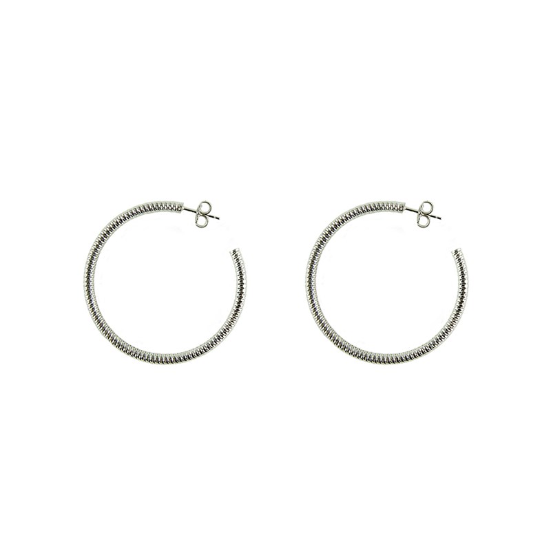 Boucles D'oreilles Moyenne En Argent Créoles Tubes Modèle Diamètre 45mm
