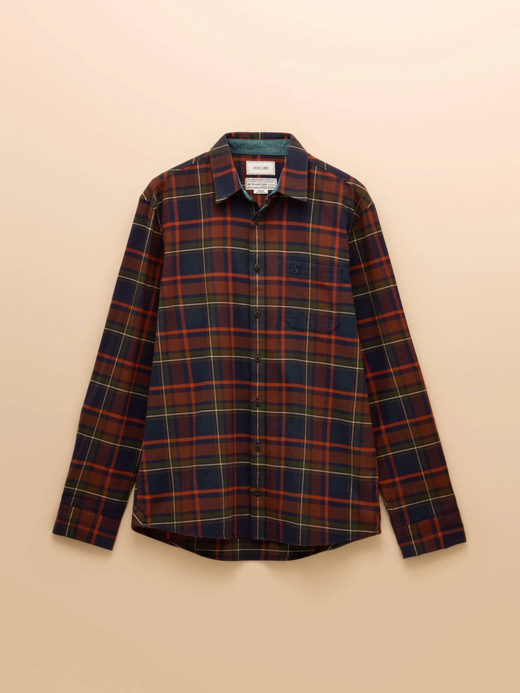 Marineblauw - Joules Brushed Flannel Check Cotton Shirt