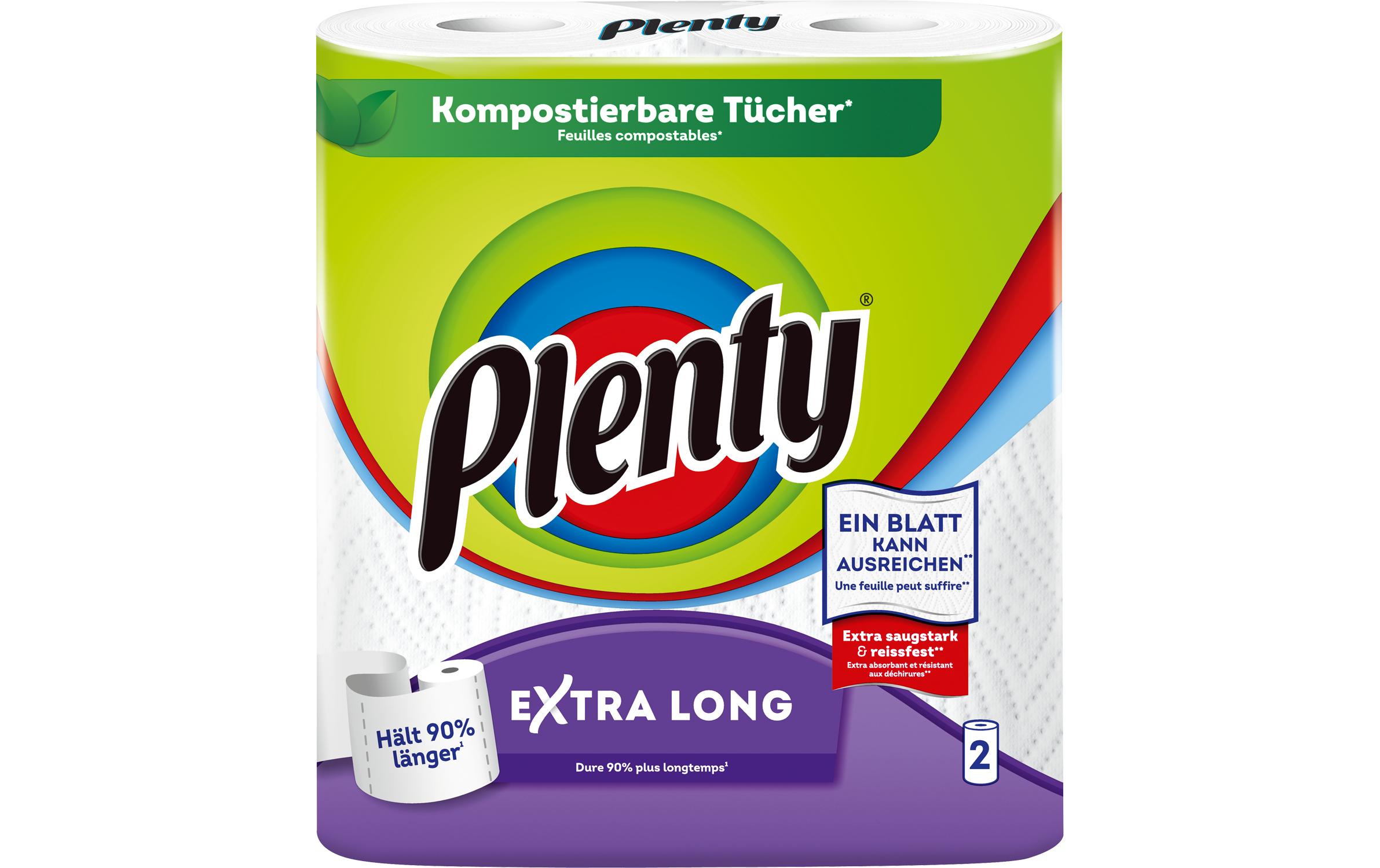 Haushaltspapier Extra Long 2 Rollen à 86 BlattKompostierbare Tücher für die Hygiene im Haushalt