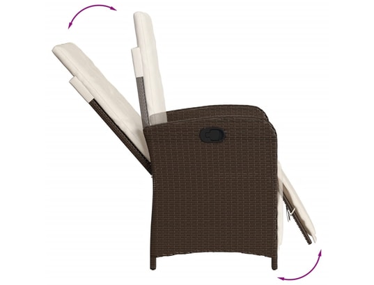 VIDAXL - Chaise inclinable de jardin repose-pied marron résine tress...