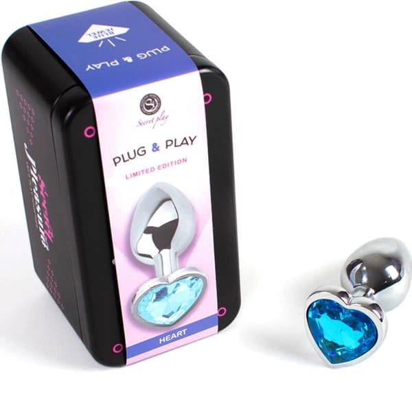 Secretplay - Metall Butt Plug Blue Heart Small Størrelse 7 Cm