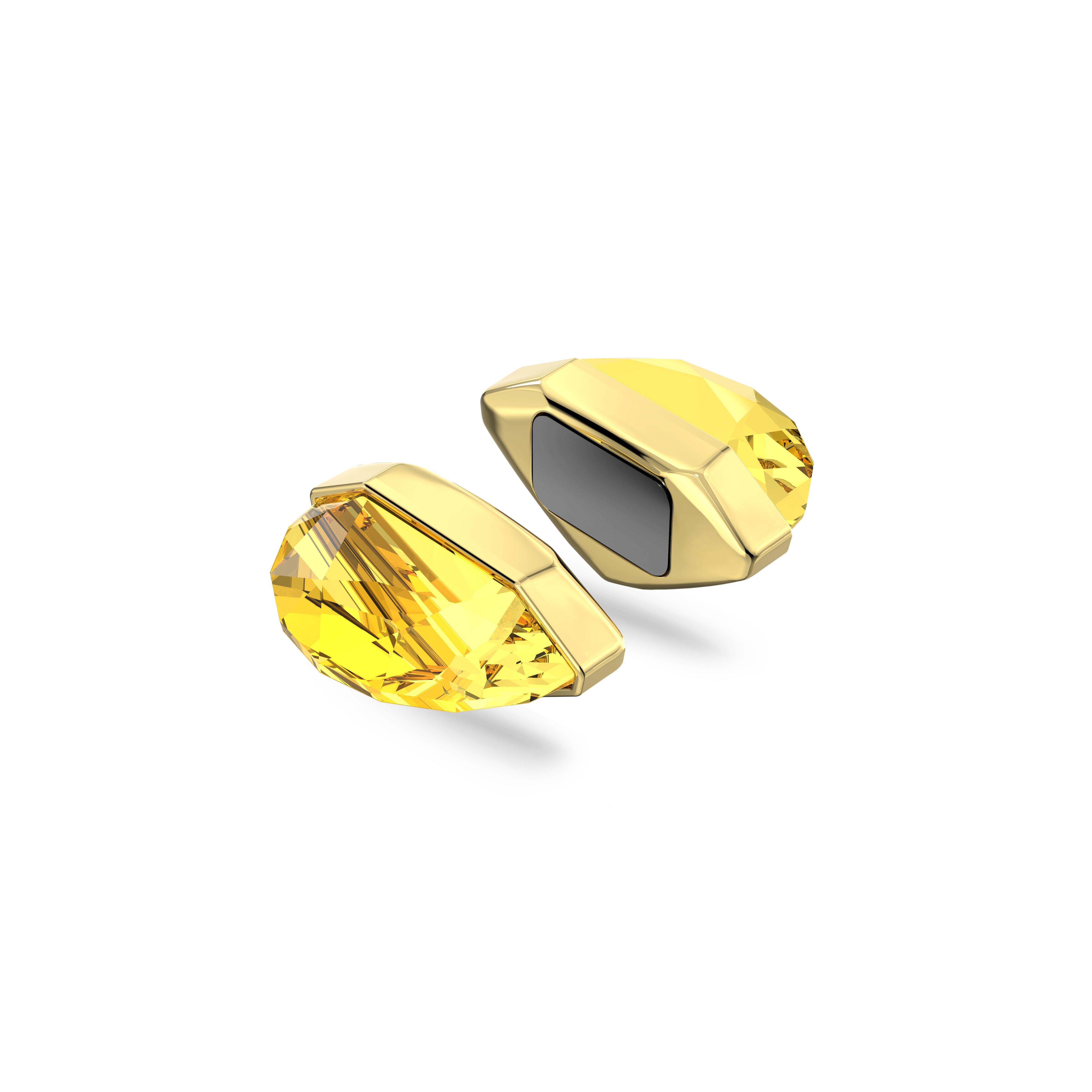 Swarovski Lucent ear cuff, Single, Magnetic closure, Yellow, Gold tone plated