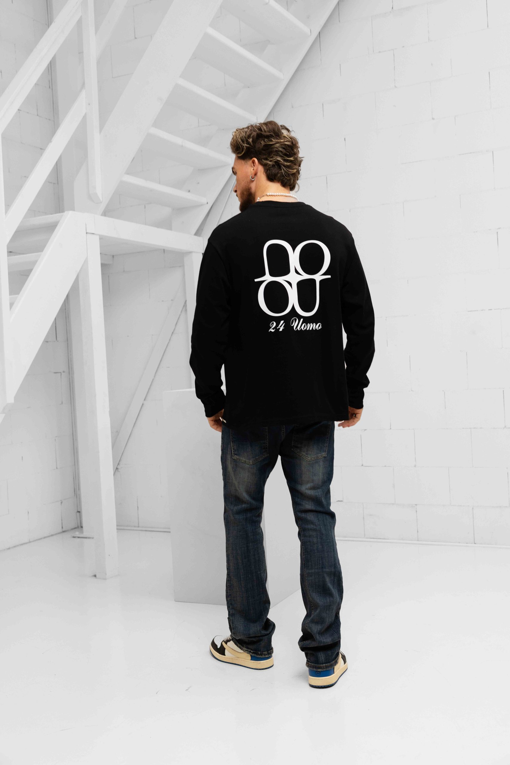 24 Uomo Symbol Longsleeve Shirt Heren Zwart/Wit